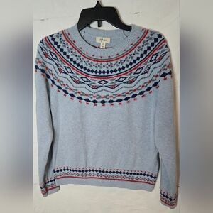 Style & Co. Blue Crew Neck Sweater with Nordic Pattern